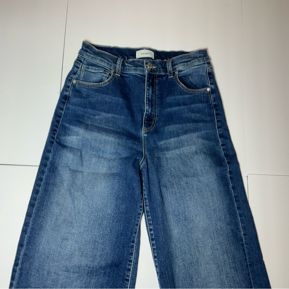Level 99 High Rise Wide Leg Size 30 Blue raw hem - Picture 3 of 12